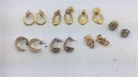 Seven Pairs of Gold Toned Pierced Earrings