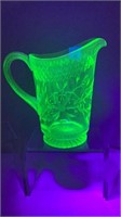 Uranium glass pitcher 8’’ tall