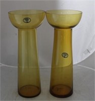 Pair Bohemian blown glass vases
