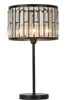 Modern K9 Crystal Table Lamp in Matte Black