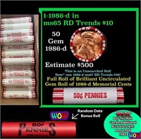 THIS AUCTION ONLY! BU Shotgun Lincoln 1c roll, 198