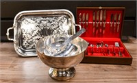 A Group of Metal Tablewares & Cutlery Set