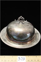 PRETTY SILVER COVERED BUTTER DISH