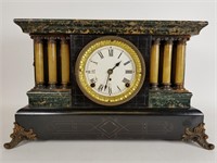 Antique pillar adamantine mantle clock
