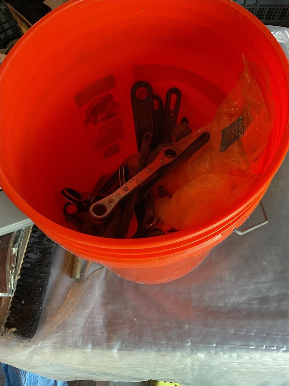 Bucket lot of wrenches and zip ties