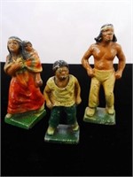 HUBLEY CAST IRON FIGURAL NATIVE AMERICAN FAMILY