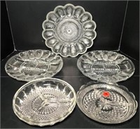 Glass Eggs Plates & Pressed Glass Divided Platters
