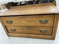 Two Drawer Low Antique Oak Dresser