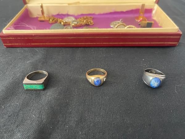 Vintage Men’s Jewelry Lot, 14k Gold/Silver Rings