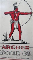 Archer Motor Oil Tin Advertising Sign