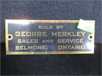 G Merkley plaque, 4" long