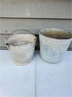 2 galvanized buckets