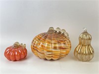 Selection of Blown Glass Pumpkins and Gourds