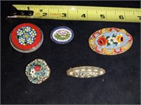 5 Mosaic pins made in Italy