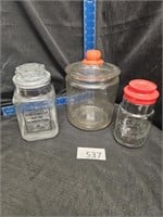 3 glass storage containers