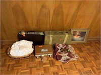 LARGE LOT OF MISC SUITCASES / GUN CASE ETC