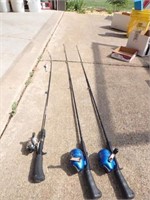 (3) Fishing Poles w/Reels