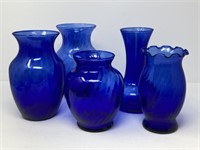 Cobalt Glass Swirl Vases