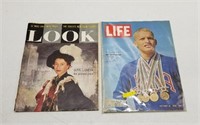 Lot of 2 Vintage Look and Life Magazines