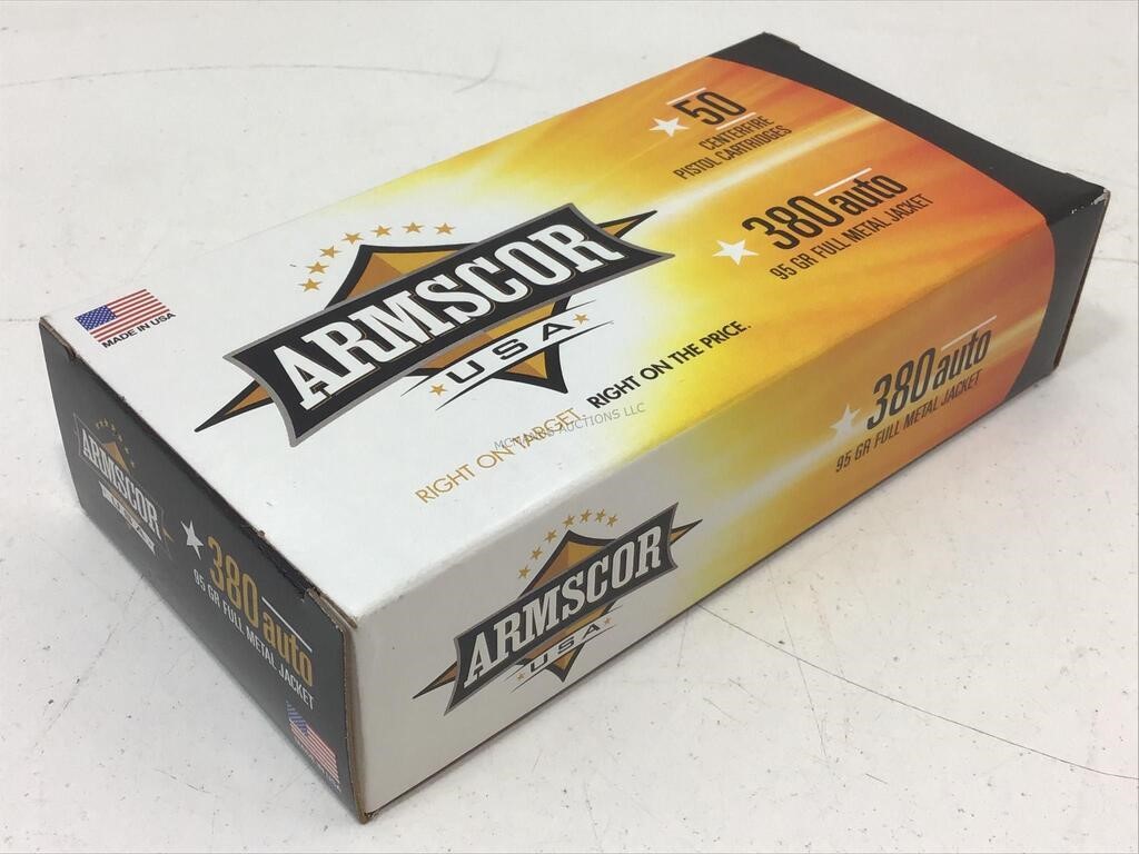 50 Rounds 380 Auto Ammo - 95gr FMJ