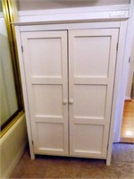 WHITE PAINTED DOUBLE DOOR CABINET-32" X 13" X 48"