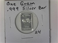 Fish One Gram .999 Silver Bar