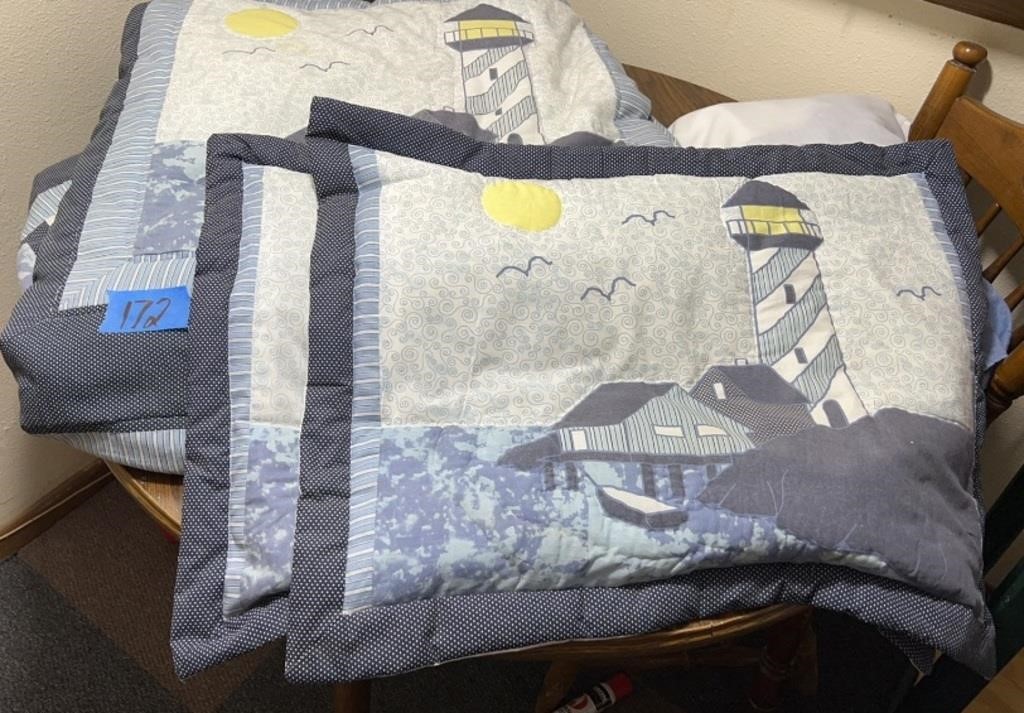 Lighthouse comforter, shams, bed skirt : no tag,