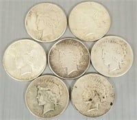 7 U.S. Peace silver dollars