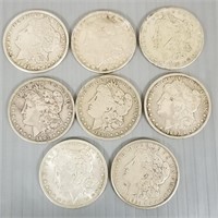 8 U.S. Morgan silver dollars -assorted dates