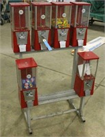 (6) 25-CENT GUMBALL MACHINES ON RACK