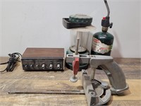 Realistic Amplifier,propane tnk ,camp lite, &Miter