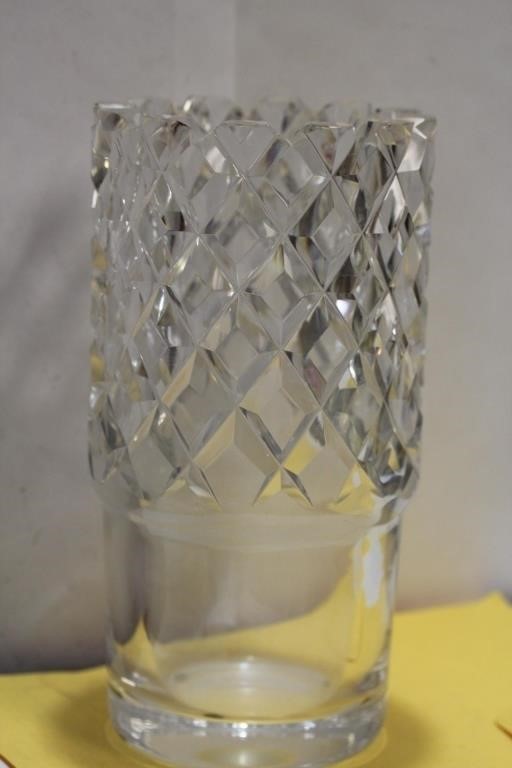 A Signed Orrefors Thick Crystal Vase