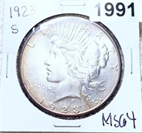 1923-S Silver Peace Dollar CHOICE BU