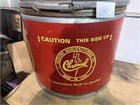 **RED RD. CHROMEL CARDBOARD CONTAINER W/LID 21X16"