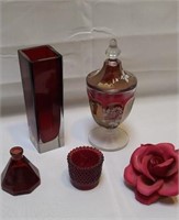 Red Glass Merano square Vase & more