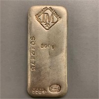 Johnson MATTHEY 500 Gram .999 Pure Silver Bar