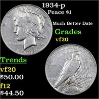 1934-p Peace $1 Grades vf, very fine