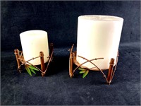 Set of Two Tropical Decorative Candle Holders
