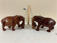 Pair of Wood Elephants 12" L x 7.5"H