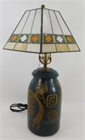 ** Lamp with Stained Glass Shade - 23" Tall