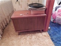 Vintage record cabinet and records