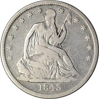 1843-O SEATED LIBERTY HALF DOLLAR - VG+