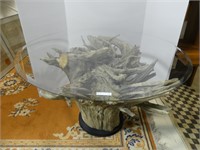 HAND CRAFTED DRIFTWOOD ROOT GLASS TOP TABLE