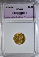 1854-O $2.50 GOLD LIBERTY, NGP CH BU
