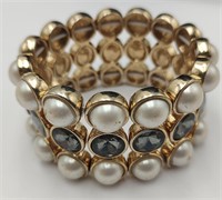 Ann Taylor Large Bracelet- Smoky Stones & Pearls