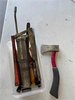 Axe, Pipe Wrench, Grease Gun-Leaking, Pry Bar