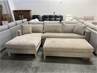 3 Pc Fabric Chaise Sectional Sofa