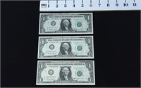 (3) 1963 Federal Reserve $1.00 (Normal Size)