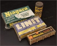 3 Early Advertising Boxes & Can, Some w/Contents