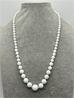 1940's Graduated Milk Glass Bead Necklace